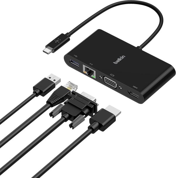 BELKIN USB-C Multimedia Adapter with Ethernet,USB3.0,VGA,and 4K HDMI port